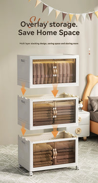 Folding storage cabinet, multi-layer large capacity, simple and modern transparent storage cabinet, clothes and toys storage - Buy online at  Vibe In Cart.