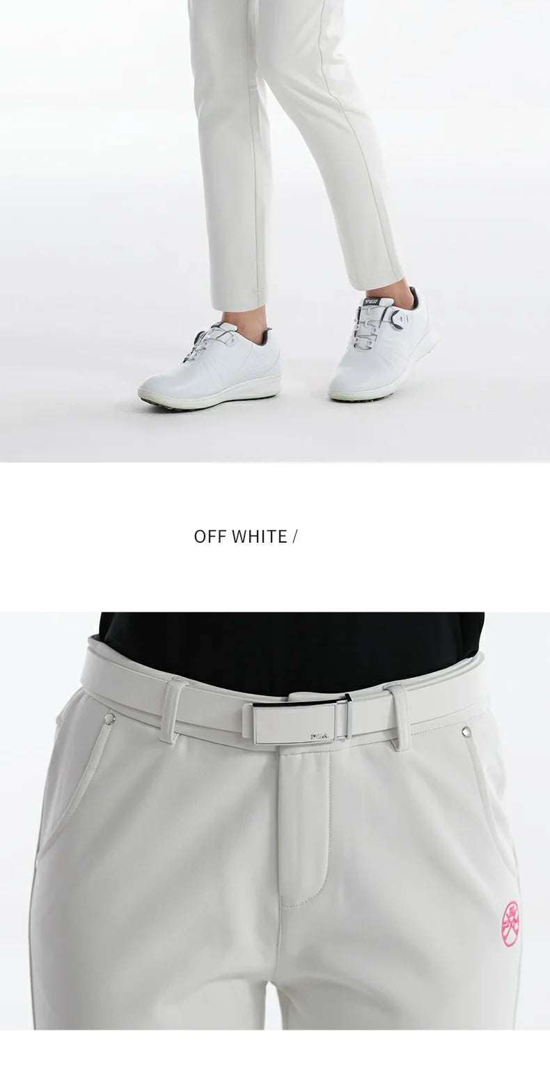 Women's Winter Fleece Golf Pants Thicken Windproof Slim Full Length