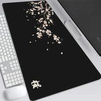 XXL Gray Rubber and Cloth Mouse Pad with Cherry Blossom Design