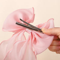 Polyester Chiffon Alloy Hair Barrettes for Girls with Big Bow
