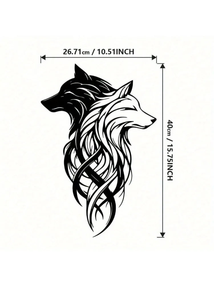 "Twin Wolf Shadows"Metal Wall Sculpture Set|Black&White Wolf Head,Wrought Iron,Halloween&Christmas Gift,Living Room/Office Decor - Buy online at  Vibe In Cart.