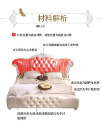 Modern Wood Bed with Storage and Genuine Leather Surface