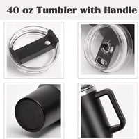 40oz Tumbler Vacuum Insulated Thermos Custom Travel Cup Stainless Steel Water Bottle Coffee Mugs With Handle Outdoor Drinkware - Buy online at  Vibe In Cart.