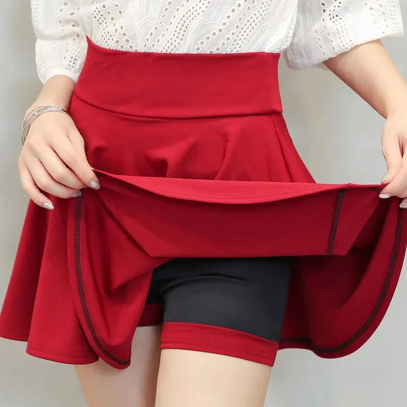 Women's Mini Pleated Flared Skirt Loose Fit Plus Size 4XL Acetate Cotton