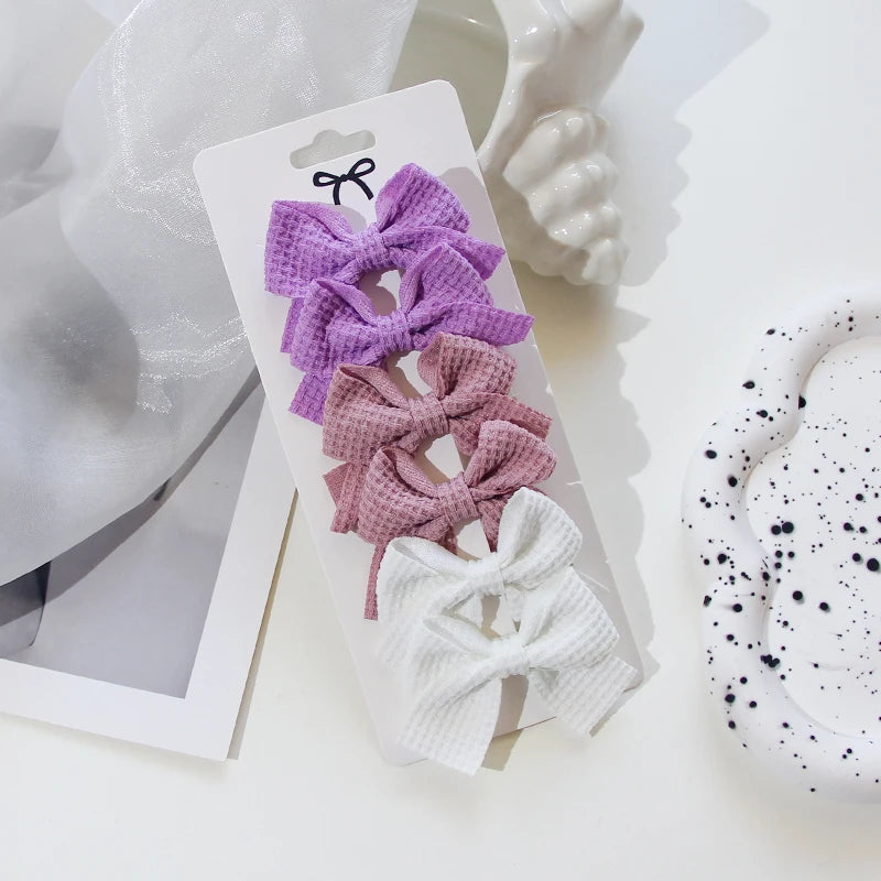 Polyester Ribbon Bowknot Barrettes Set for Girls, 6 or 10 Pieces