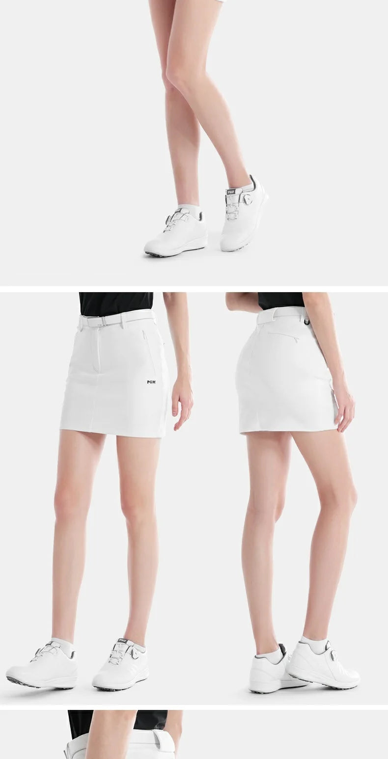 Pgm Golf Clothing Women's Short Skirt Breathable Quick Drying Sports Pencil Skirt Casual Zipper Pocket Skorts with Inner Shorts