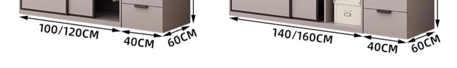 Modern Gray Wooden Wardrobe with Sliding Doors and Drawer