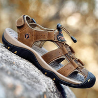 Men's Genuine Leather Sandals Casual Outdoor Beach Roman Style Sizes 38-48