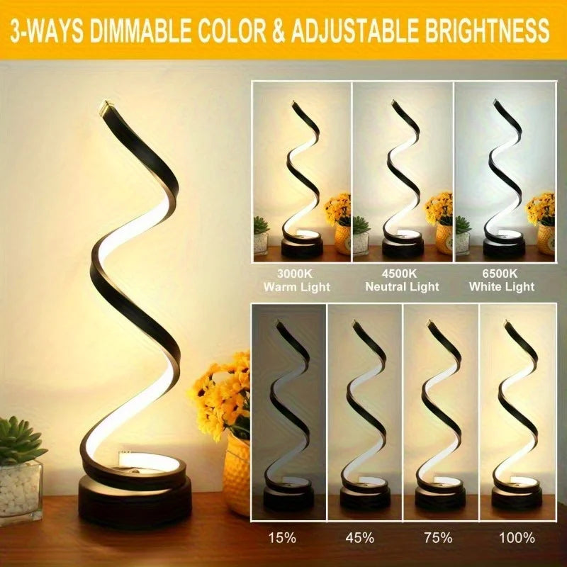 Classic Creative Spiral LED Table Lamp, Modern Minimalist Dimmable Spiral Table Lamp, Adjustable Arm, Soft Light, Multifunction - Buy online at  Vibe In Cart.
