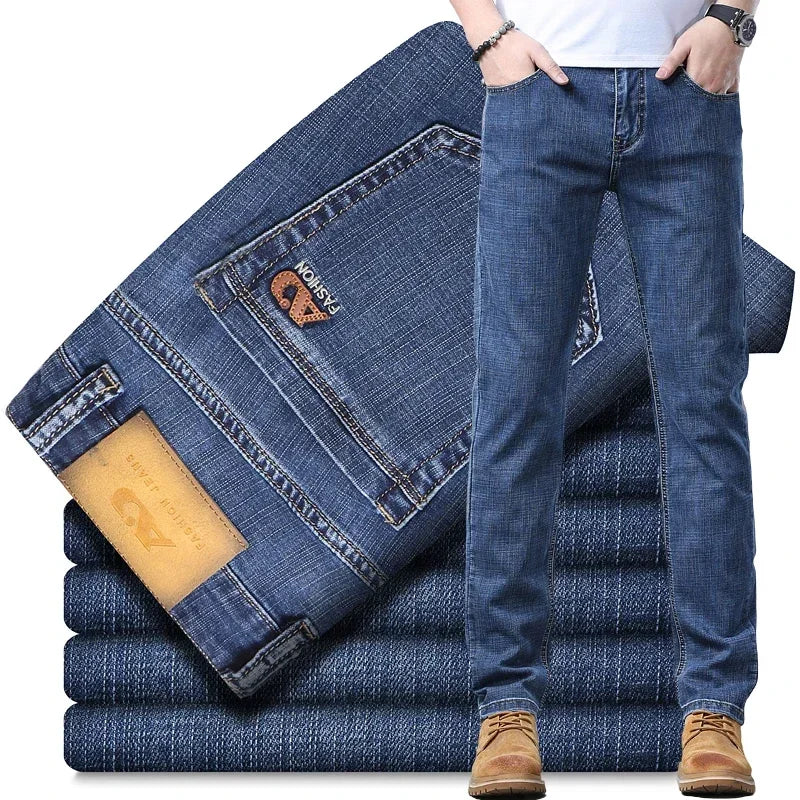 2024 Thin or Thick Material Slim Fit Men's Luxury Classic Style Men Jeans Business Stretch Denim Male Trousers Clothing - Buy online at  Vibe In Cart.