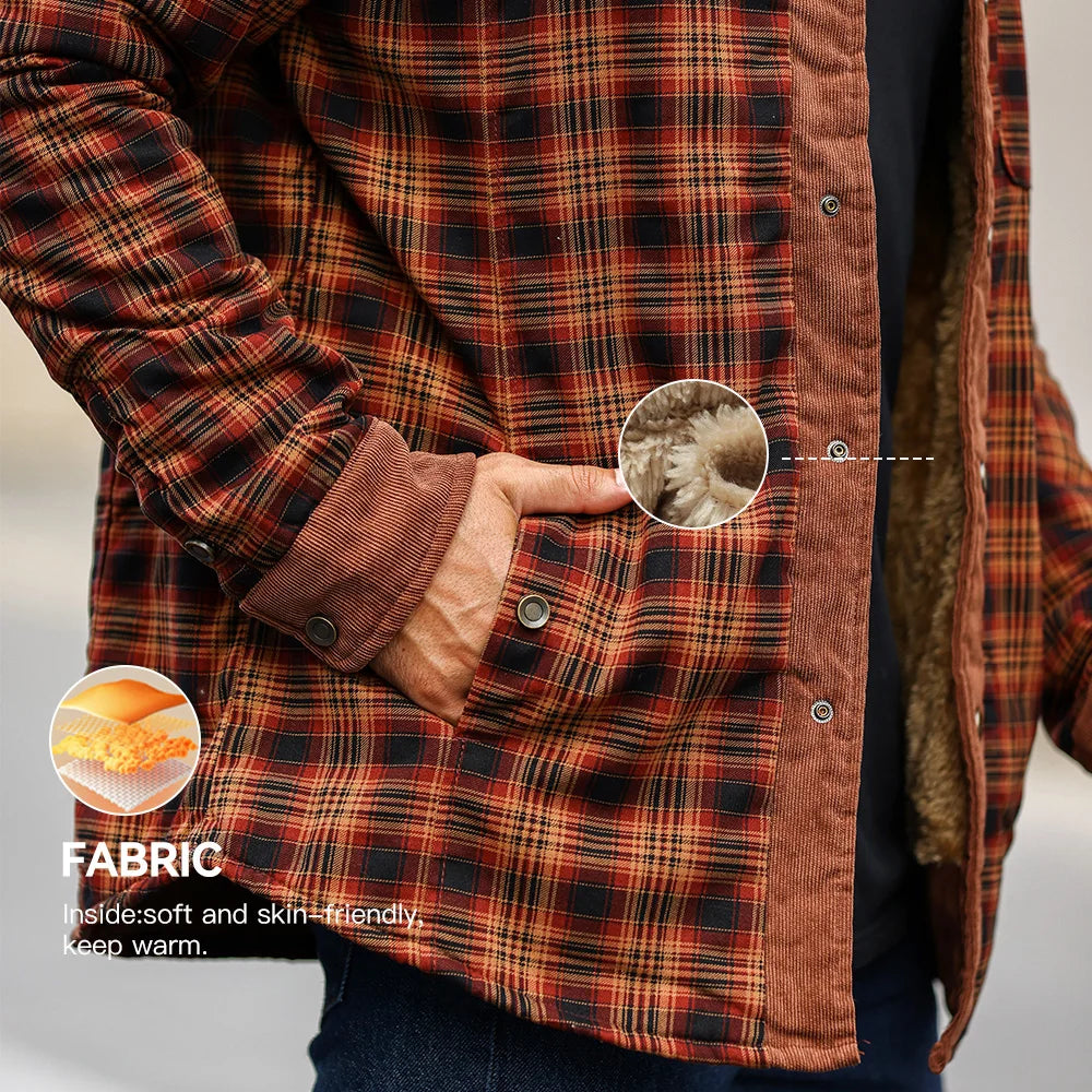 Men's Jackets Winter Windproof Warm Casual Bomber Coat Plaid Sherpa Lined Flannel Outdoor Classic Jacket Men US Size - Buy online at  Vibe In Cart.