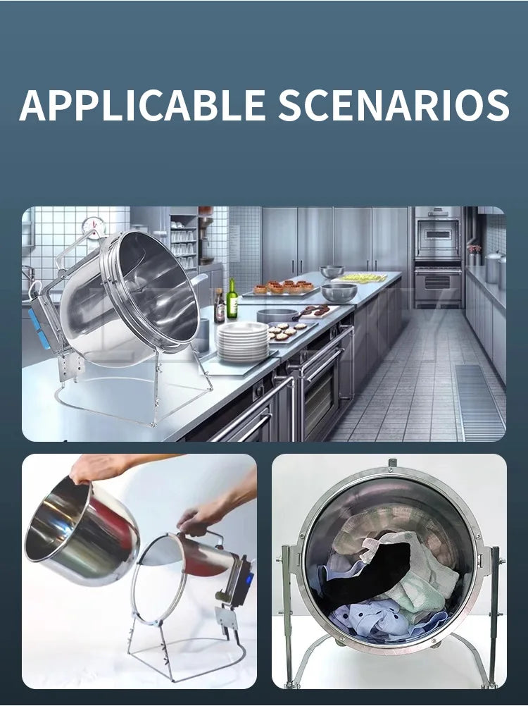 Stainless Steel Stir Fryer, Large Capacity Automatic Flipping and Cooking Machine, Home Outdoor Barbecue, Kitchen - Buy online at  Vibe In Cart.