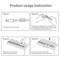 5-Pack Silicone Magnetic Cable Clips for Desktop and Wall