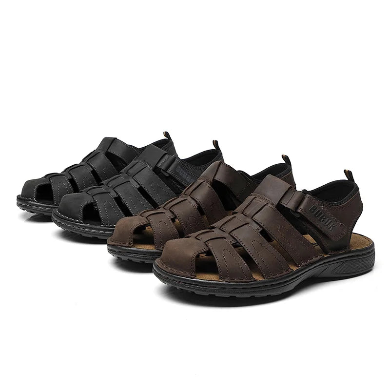 First-Layer Cowhide Men's Sports Sandals, Open-Toe Outdoor Non-Slip Sandals, Casual Men's Shoes, Outdoor Fashion Beach Shoes, Light and Comfortable, Can Be Worn by Men and Women, Suitable for Outdoor Hiking, Travel, Work - Buy online at  Vibe In Cart.