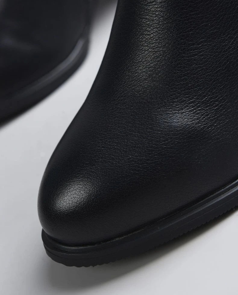 Autumn Winter Black Booties Elegant with Medium Heels Women's Ankle Boots Leather Warm Female Short Shoes Comfortable Boot Sale - Buy online at  Vibe In Cart.