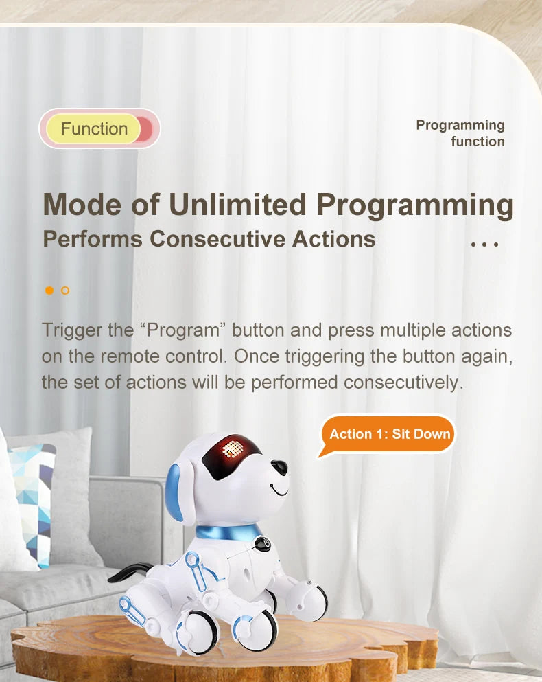 Interactive Remote Control Robot Dog with Programmable Stunts and Touch Features