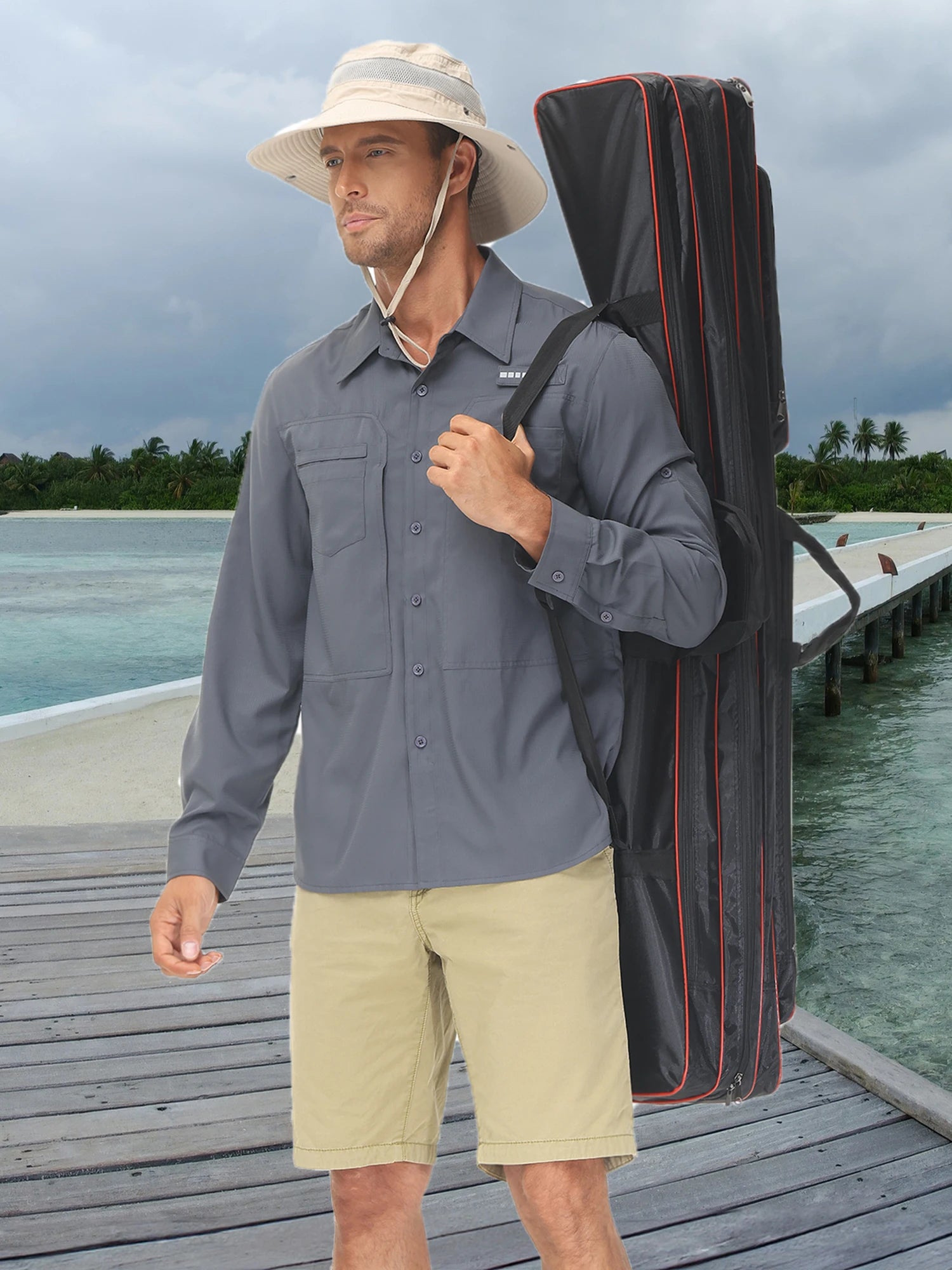 Summer Men's UPF 50+ Casual Long Sleeve Fishing Shirts, Lightweight Tactical Button Down Shirt with Breathable Back Mesh - Buy online at  Vibe In Cart.