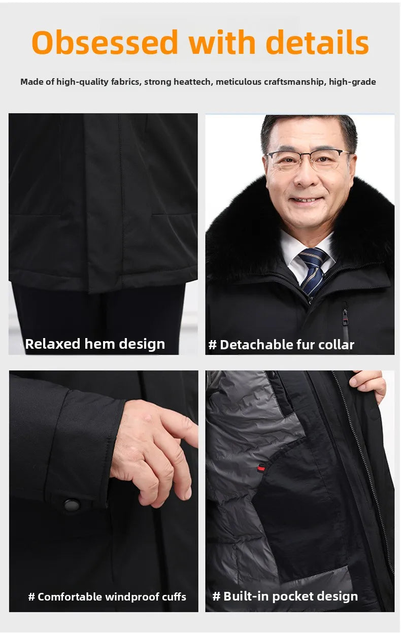 Canada Fashion Winter Jacket for Men Down Coat Parka Men's White Goose Down Jacket Long Padding Detachable Down Inner Liner H819 - Buy online at  Vibe In Cart.