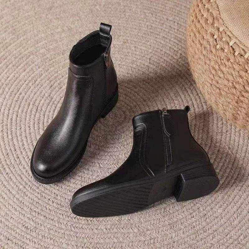 2025 Autumn and Winter New Fashion Women's Ankle Boots, Side Zipper Low Heel, Versatile and Slimming Ankle Boots - Buy online at  Vibe In Cart.