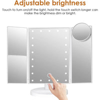 Vanity Makeup Mirror with Light 2X/3X/10X Magnification Lighted Cosmetic Mirror Touch Control Trifold Dual Power Supply Portable - Buy online at  Vibe In Cart.