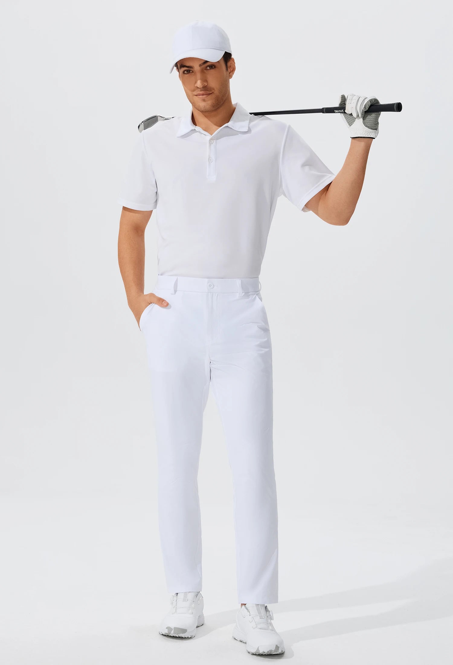 Men's Stretch Slim Straight Lightweight Polyester Golf Pants, Full Length