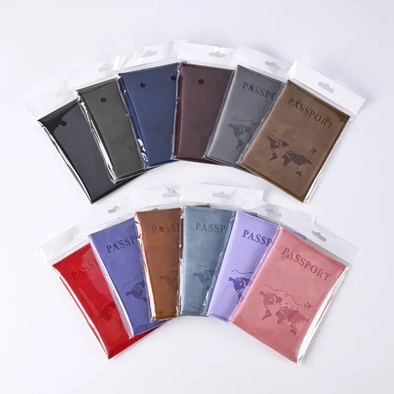 Solid PU Leather Passport Holder Wallet Card Case for Travel