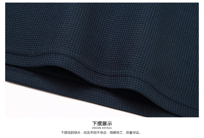 Men's Short Sleeved Waffle Cotton Round Neck T-Shirt