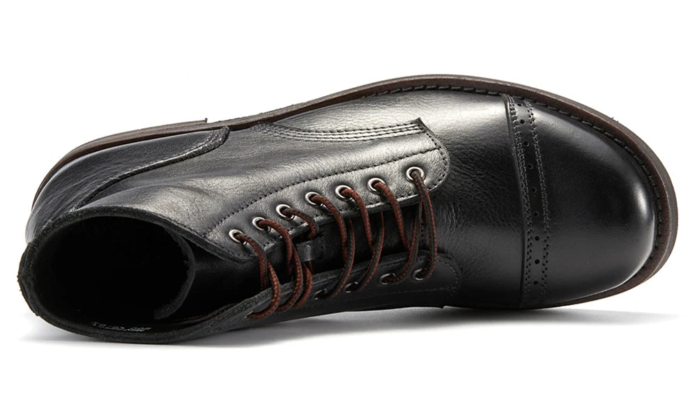 2024 Luxury Classy Handmade Precision Stitch Wear-Resistant Casual Boots Men Genuine Leather Shoes Combat Boots - Buy online at  Vibe In Cart.