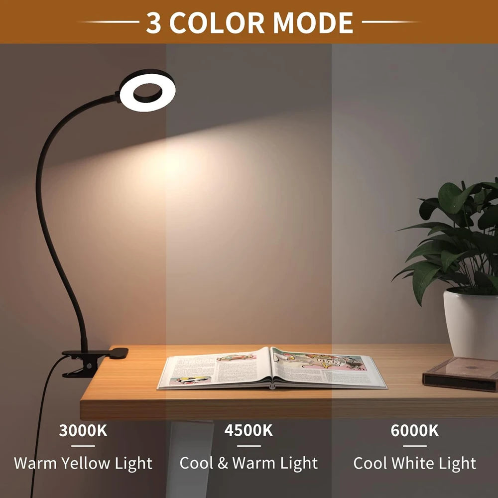 LED Reading Lights 360°Flexible Gooseneck Dimmable Table Lamp Clip On Indoor Bedroom Eye Protection Desk Light Book Clamp Lamp - Buy online at  Vibe In Cart.