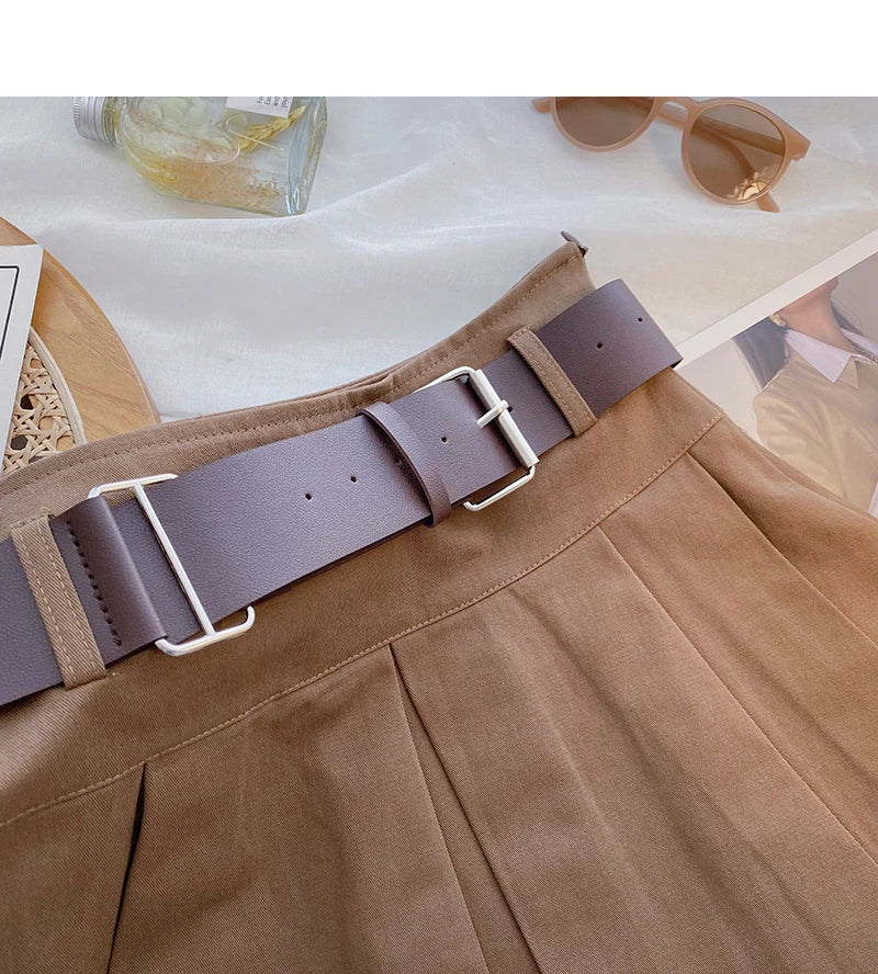 2023 A-line Skirts with Belt Women High Waist Short Skirt Buttons Skirt Female Clothing Female All-match - Buy online at  Vibe In Cart.