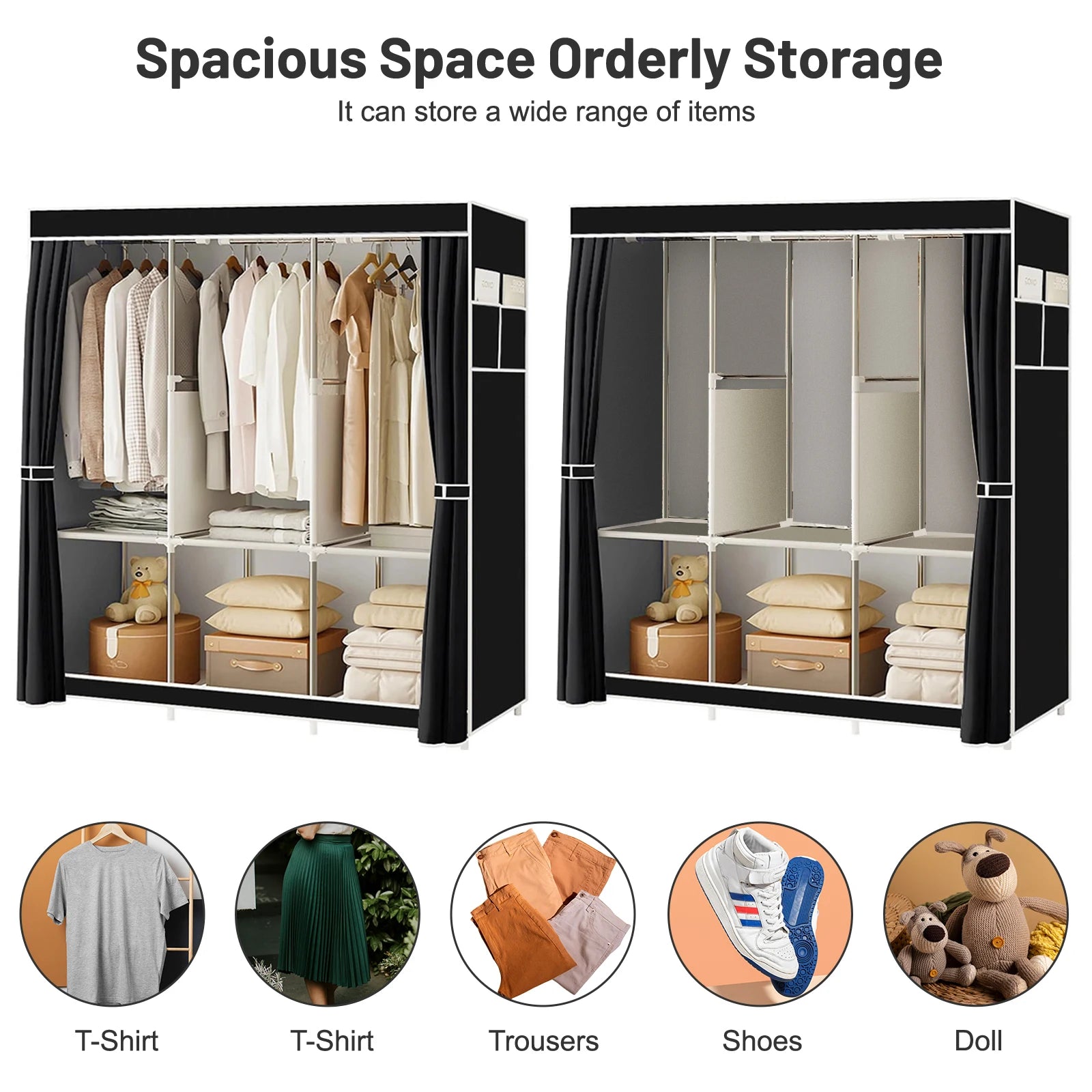 Portable Closet 51-Inch Dustproof Wardrobe Organizer Multi-laye Home Storage Rack Clothes Bedroom Shoe Quick and Easy to Assembl - Buy online at  Vibe In Cart.