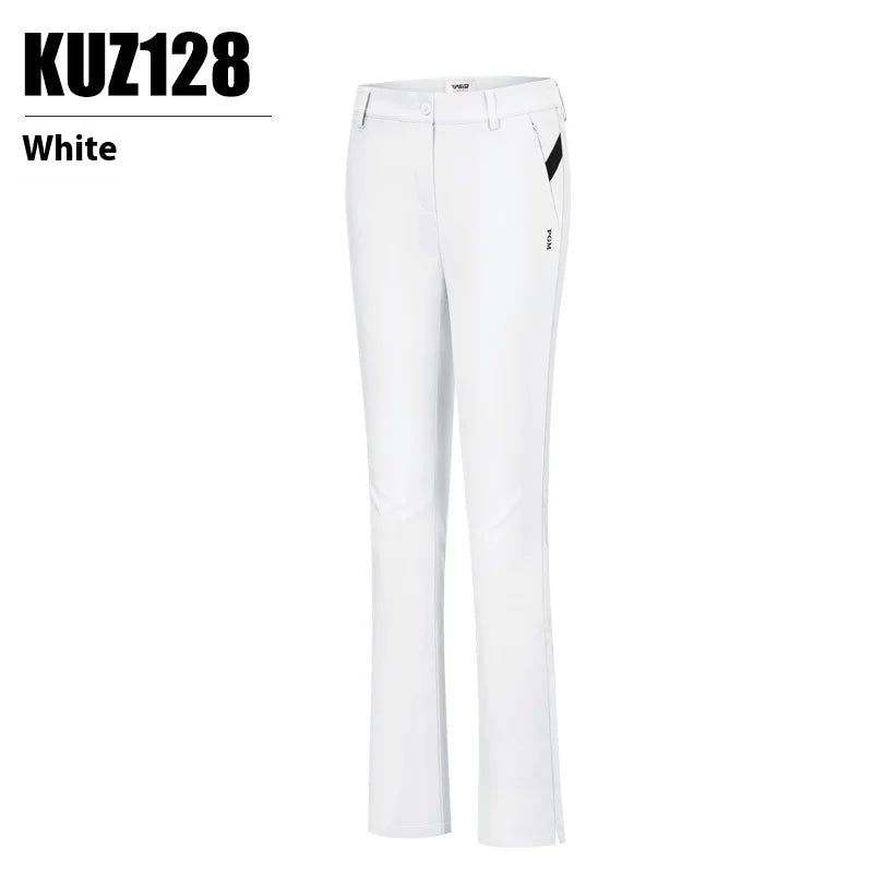 Women's Full Length Elastane Golf Pants with Zipper Fly