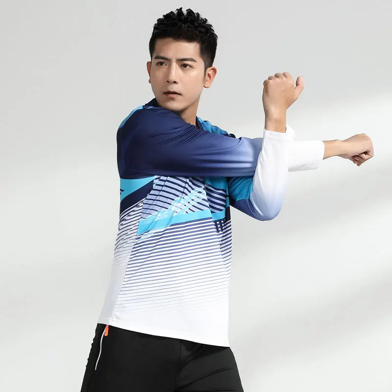 2023 New Style Print Badminton Shirts Men Sport Training Quick-dry Wicking Long Sleeve Casual Tennis Ping Pong Volleyball Tee - Buy online at  Vibe In Cart.