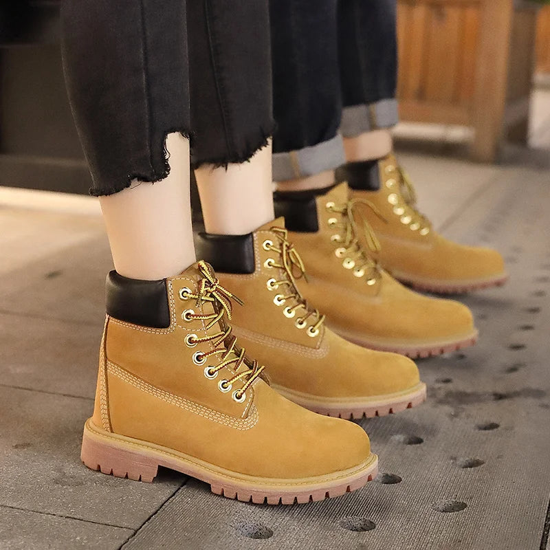 Genuine Leather Men's Winter Spring Ankle Treking Military Snow Yellow Tactical Boots Outdoor Footwear for Women Men Work Shoes - Buy online at  Vibe In Cart.