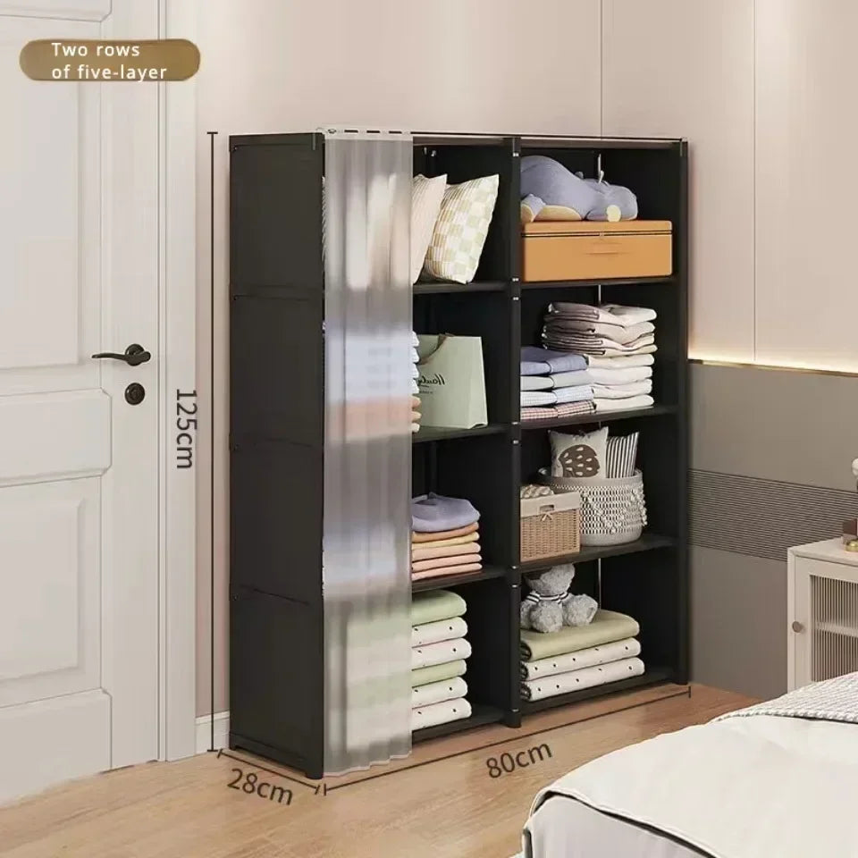 6/5 Layers Dustproof Wardrobe High Capacity Partition Bookshelf Bedroom Open Simple Assembly Storage Cabinet Bedroom Furniture - Buy online at  Vibe In Cart.