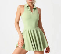 Women's Slim Fit Sleeveless Tennis Dress in Nylon Elastane with Chest Pads