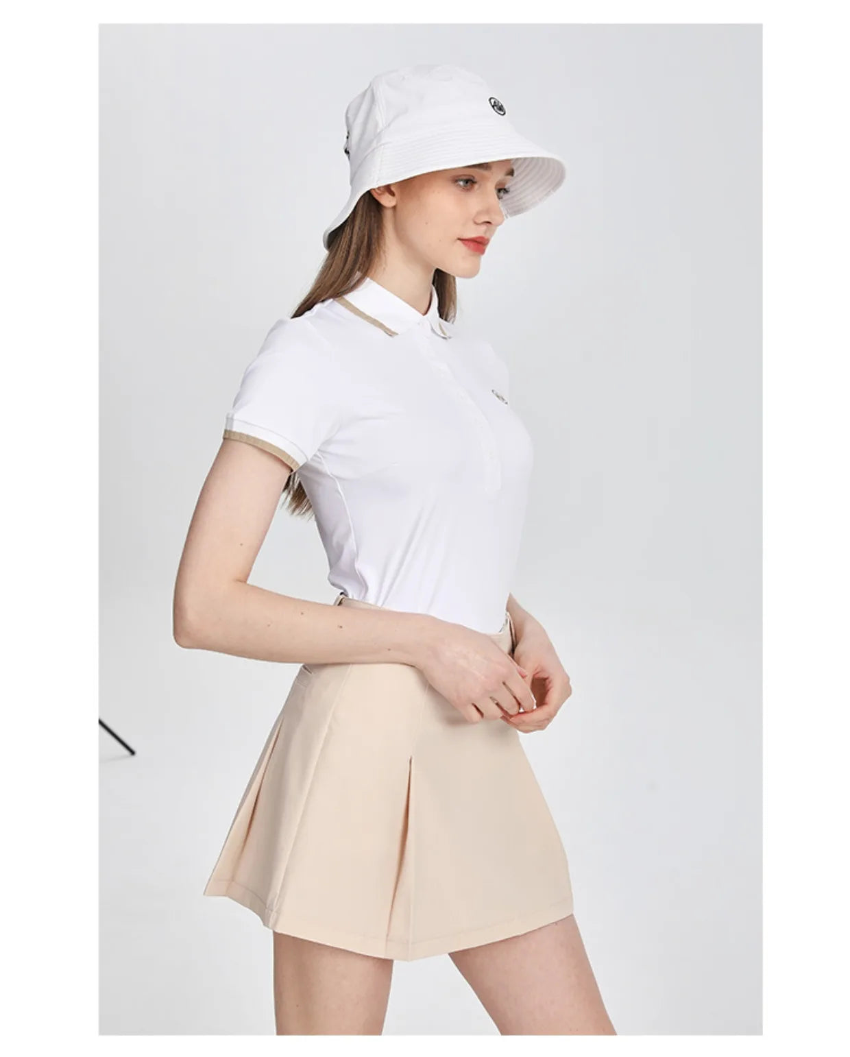 AW Golf Women's Summer Short Sleeved T-shirt Breathable Polo Lapel Tops Ladies High Waist Pleated Skirt A-Lined Golf Skorts Suit