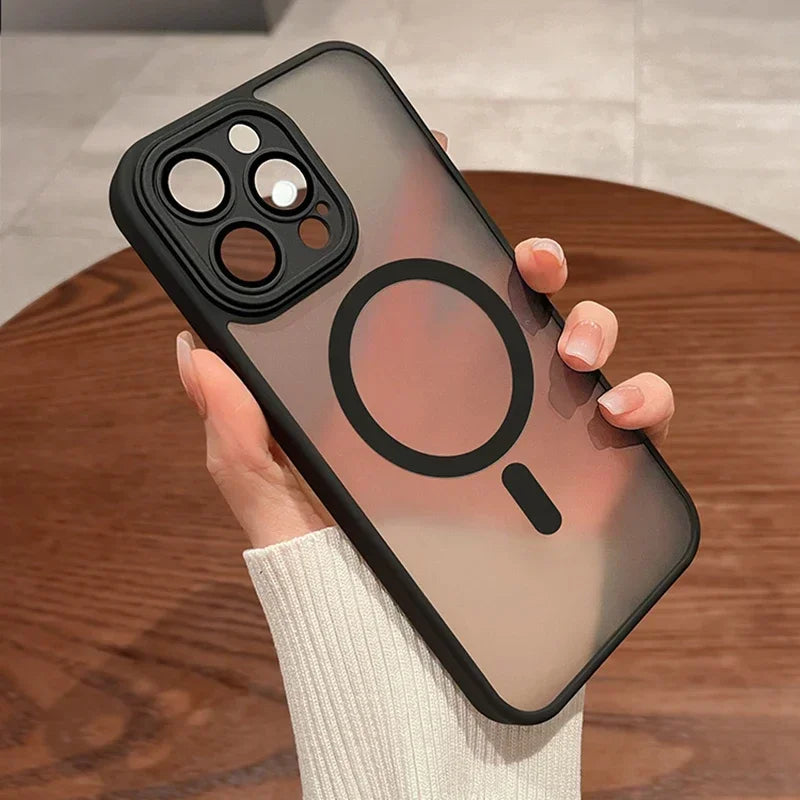 Titanium Ash Matte Translucent Magnetic Phone Case with Lens Protector