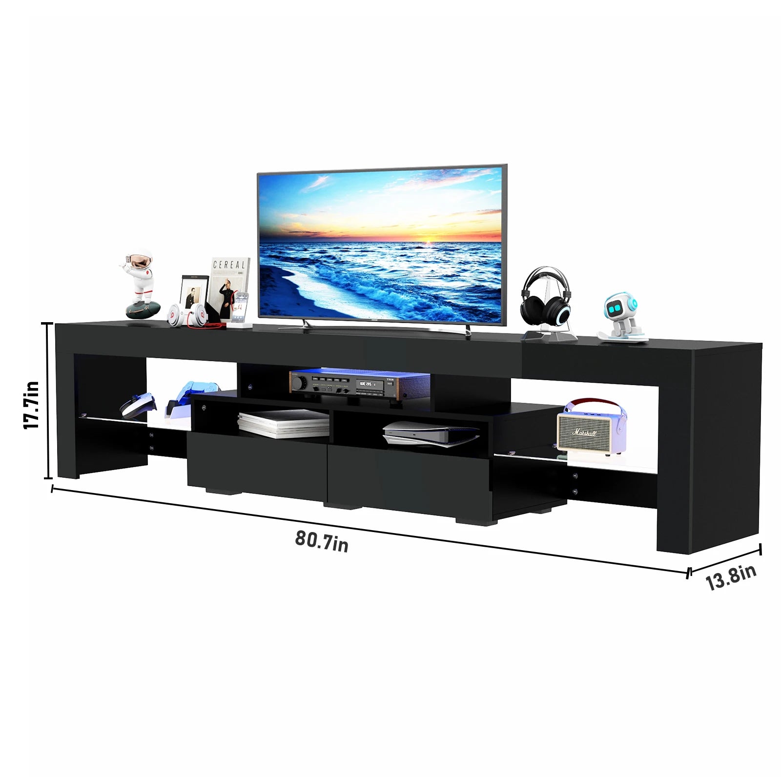 LED TV Stand for Living Room w/20 Colors Lights & Storage Shelf High Gloss TV Cabinet with Large Drawers for Gameroom/Bedroom - Buy online at  Vibe In Cart.