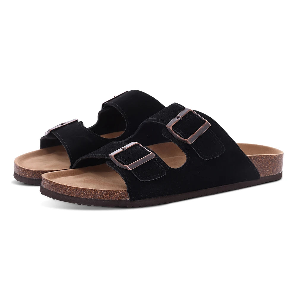 Men's Arch Support Slides Sandals With Adjustable Buckle