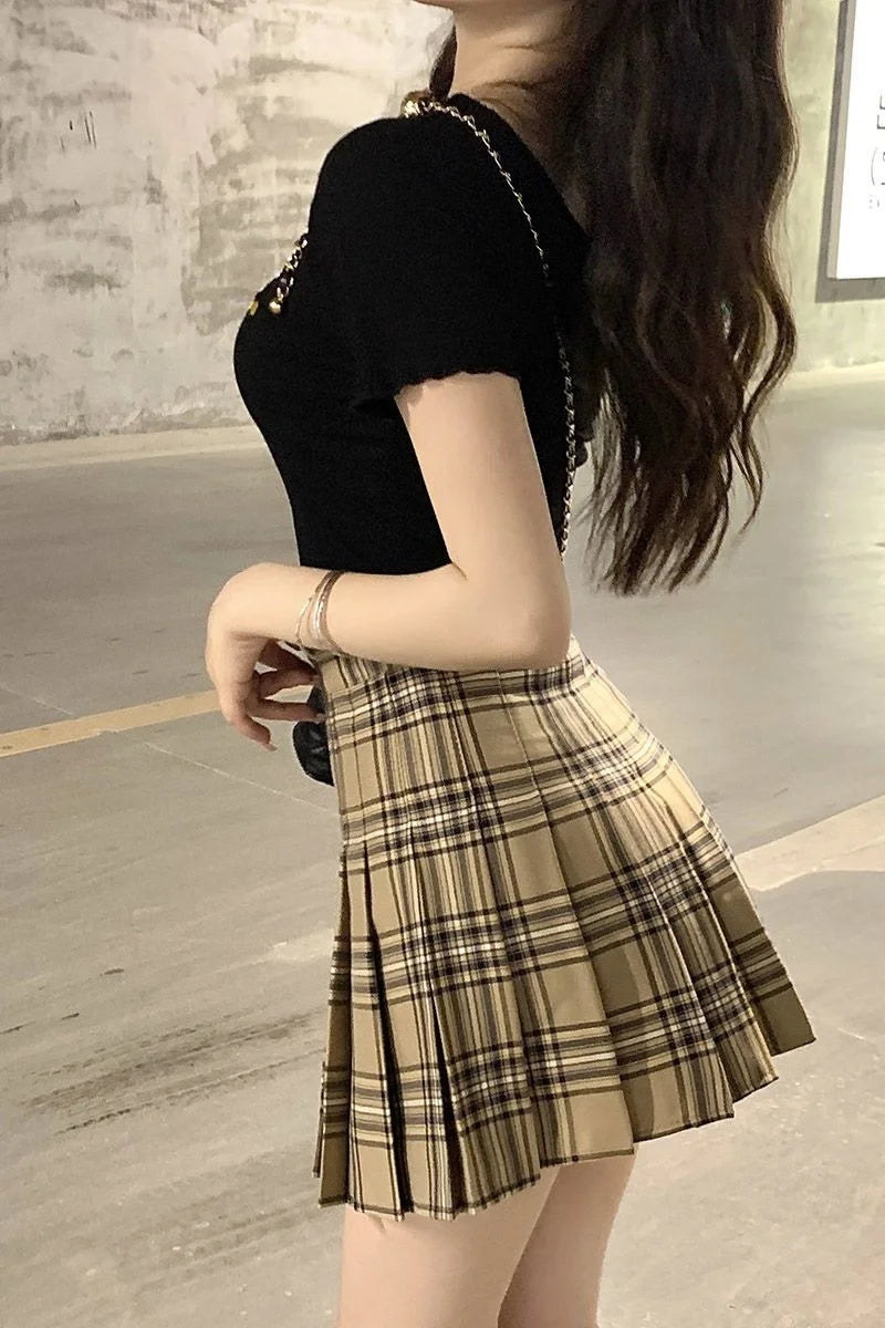 Plaid Half Length Skirt Women's A-line Short Skirt High Waist Girl Skirt Ropa Mujer Mini Skirts Clothes for Women