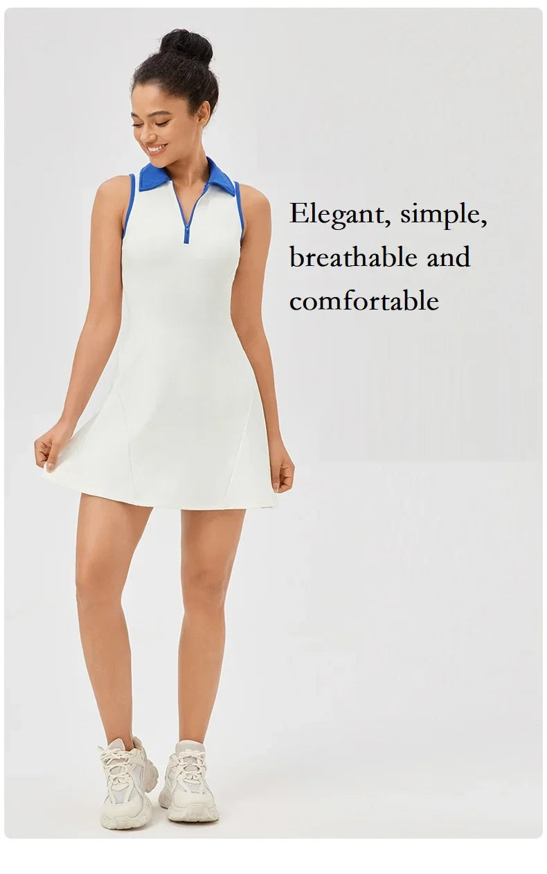 Women Tennis Dress Polo Zipper Collar Slim Skirts Ladies V-neck Breathable Slim Badminton Golf Dresses Quick-Dry Skorts S-XXL - Buy online at  Vibe In Cart.