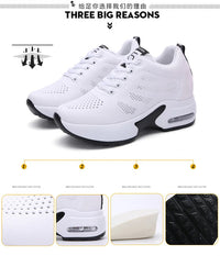Women's Platform Mesh Lace-Up Sneakers Medium Heel