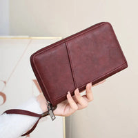 Multifunctional Travel Passport Wallet with RFID Protection in Microfiber Leather