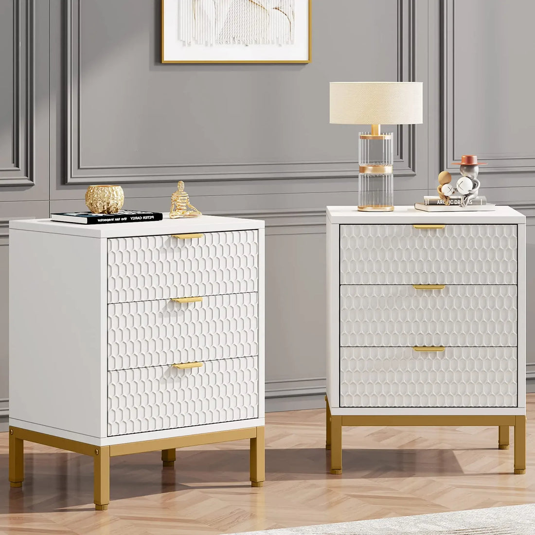 Tribesigns Modern Nightstand, 25.8" Tall Bedside Table with 3 Drawers, Contemporary End Side Table with Storage for Bedroom - Buy online at  Vibe In Cart.
