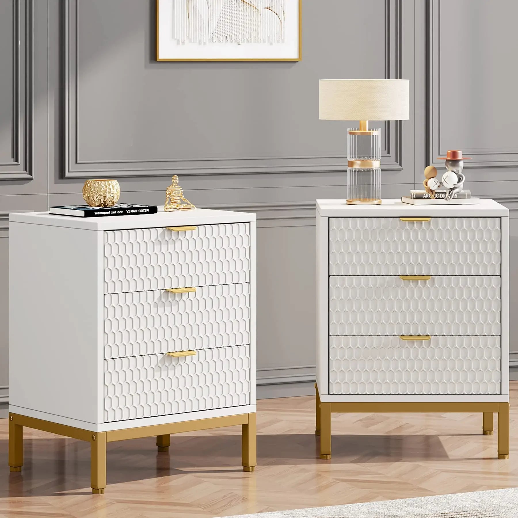 Tribesigns Modern Nightstand, 25.8" Tall Bedside Table with 3 Drawers, Contemporary End Side Table with Storage for Bedroom - Buy online at  Vibe In Cart.