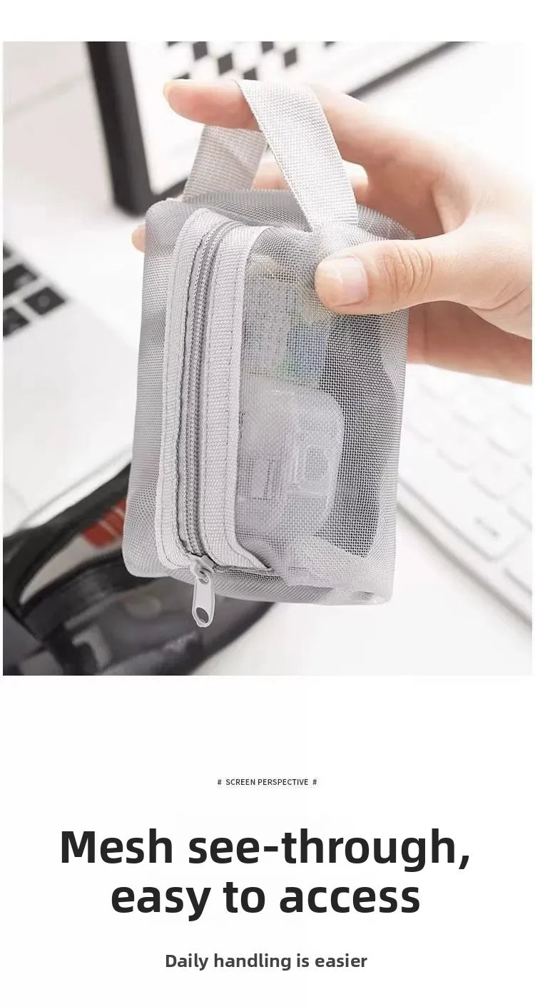 Black Transparent Portable Cable Organizer Bag for Travel Accessories