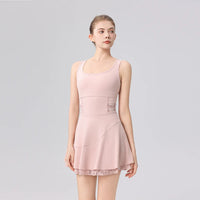 2026 New tennis dress ballet dress sexy back cross lace badminton anti-light lacework Separate shorts yoga golf sports dress