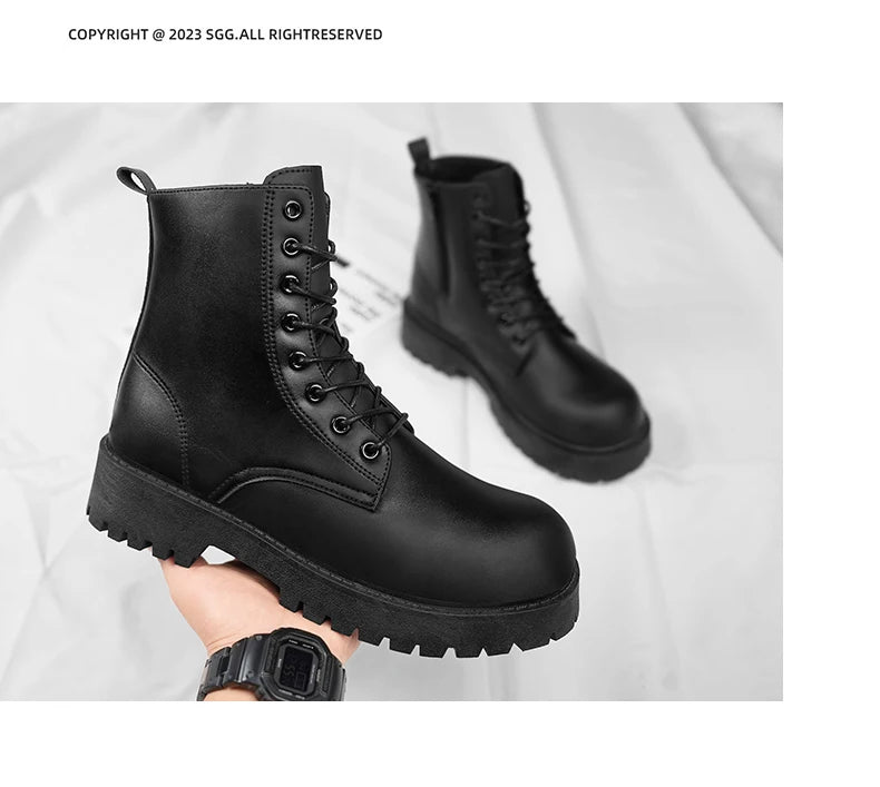 Couple's casual boots four season men's and women's high top leather boots fashion thick soled non slip plus size outdoor boots - Buy online at  Vibe In Cart.