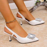 High Heels Sandals Women Crystal Square Buckle Spring Summer Slip On Pointed Toe Pumps Woman Thin Heel Party Wedding Shoes Mujer - Buy online at  Vibe In Cart.